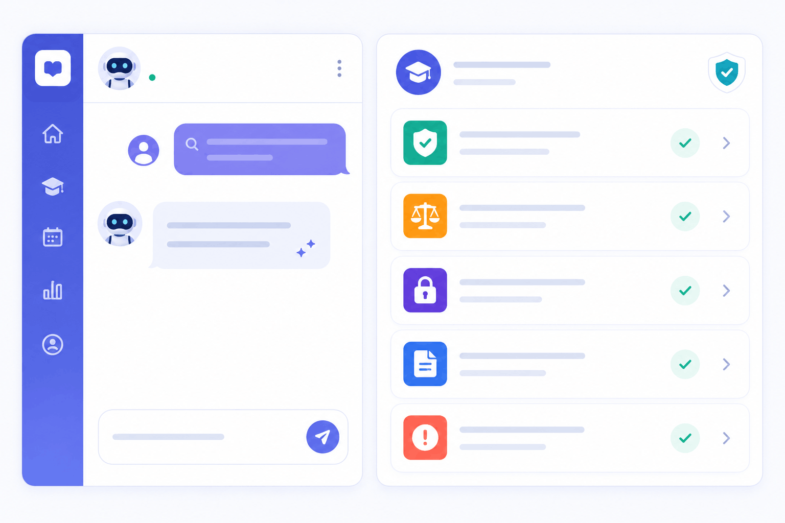 SimpliTrain AI Buddy providing catalog-specific course recommendations with natural language search and eligibility-filtered results.